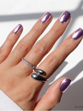 GLAMNetic Lilac Steel Metallic Lavender Press-On Nails — Extra Short